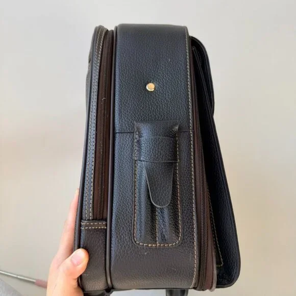 Brooks Brothers Genuine Pebbled Leather Carry-On Trolley Travel Laptop Bag – Bla - Picture 9 of 16